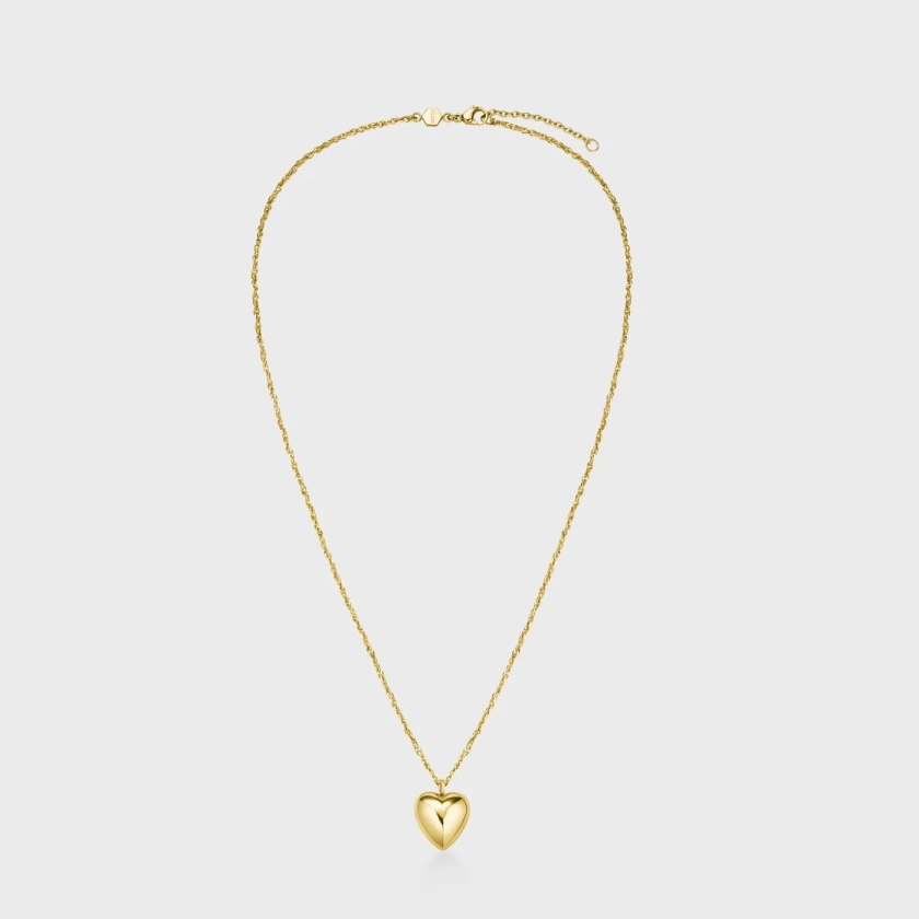 Essentielle Heart Charm Chain Necklace, Gold Colour