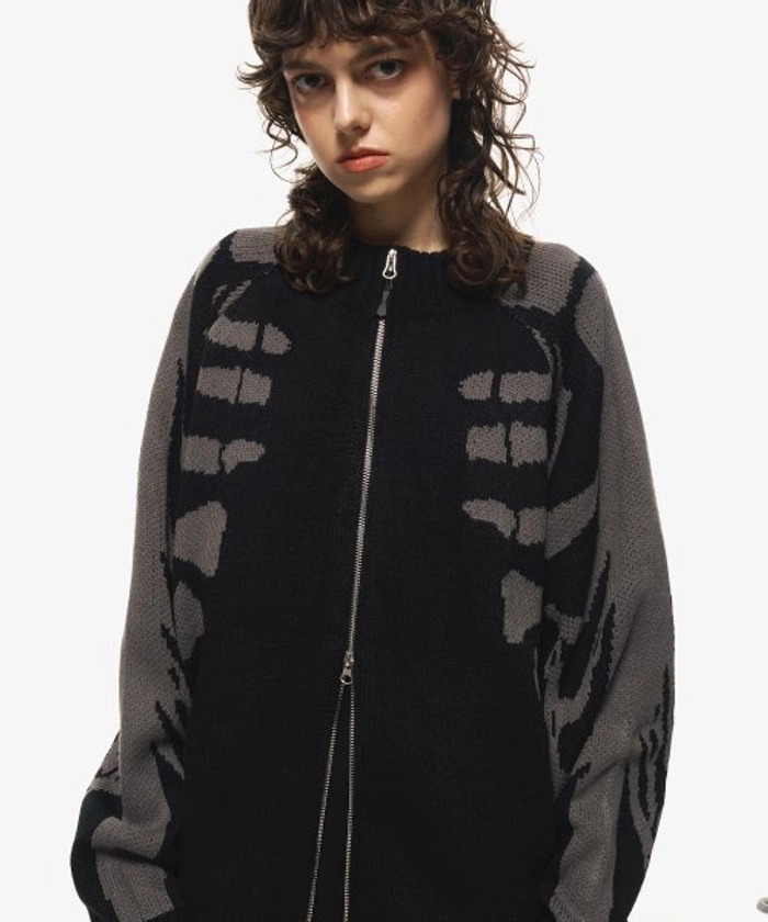 MUSINSA公式 | CPGN STUDIO [2-WAY] Skull bone knit zip-up black