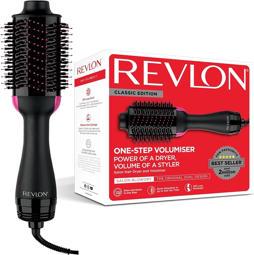 REVLON - Sèche-cheveux volumisant Salon one-step (One-Step, technologie IONIQUE et CÉRAMIQUE, cheveux longs et mi-longs) RVDR5222