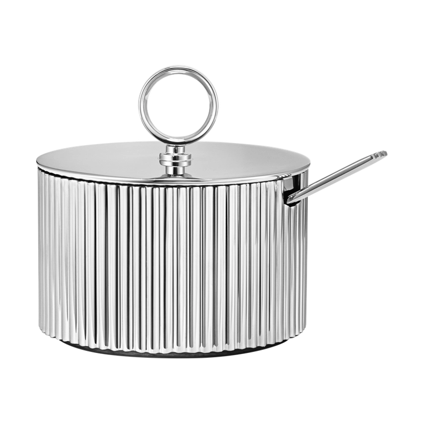 BERNADOTTE sugar bowl w. spoon in stainless steel | Georg Jensen