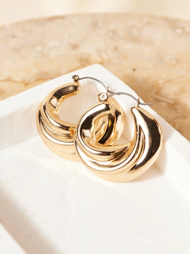 Triple Hoop Gold Tone Earrings | Apricot Clothing