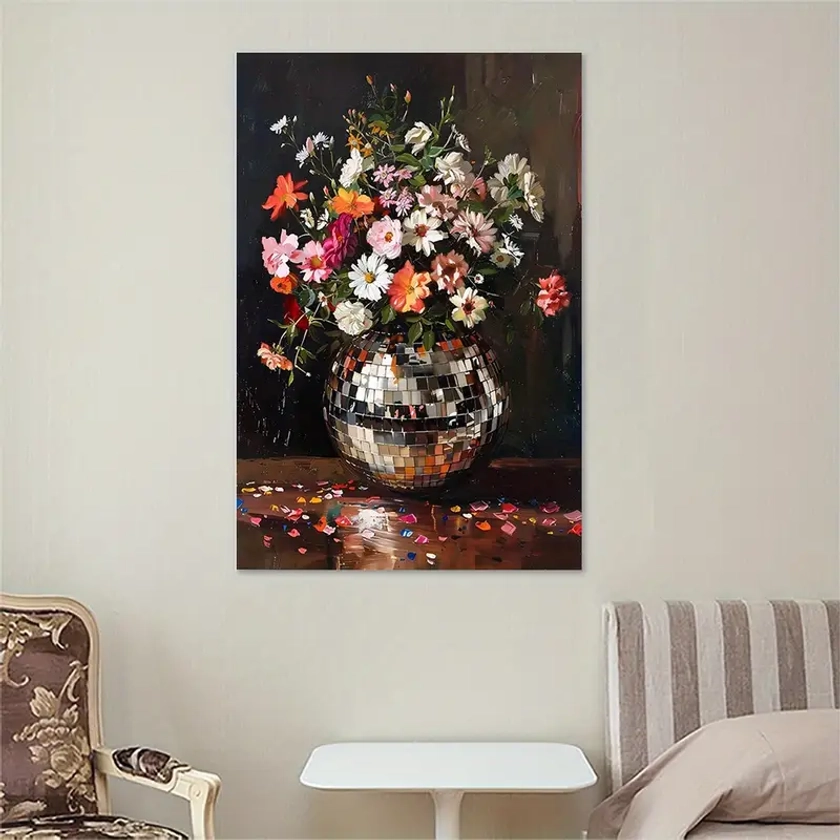 Canvas Poster Disco Ball Canvas Wall - Temu