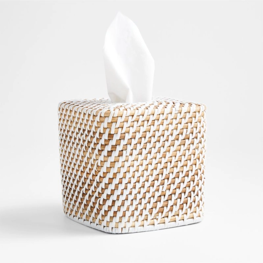 Sedona White Square Tissue Box Cover + Reviews | Crate & Barrel