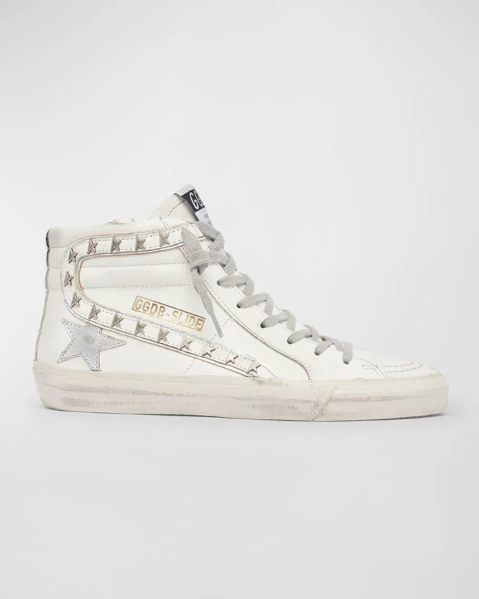 Golden Goose Slide Mid-Top Star Stud Leather Sneakers