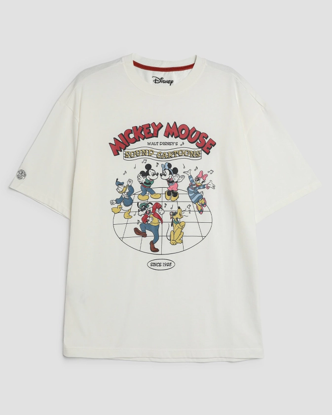 Camiseta masculina retro Mickey Mouse branca | Disney