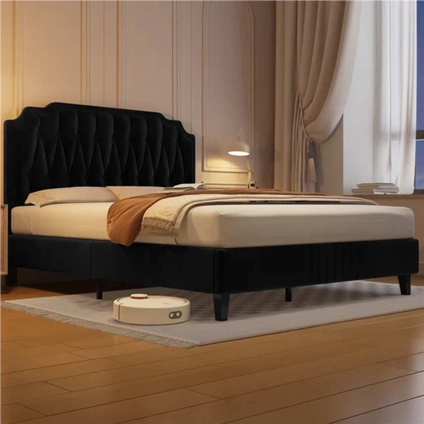 Bunkerville Upholstered Bed Frame with Height Adjustable Headboard