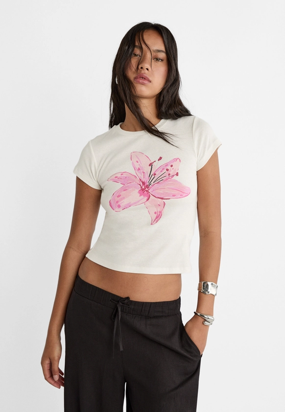 T-shirt imprimé fleur - Mode femme | Stradivarius France