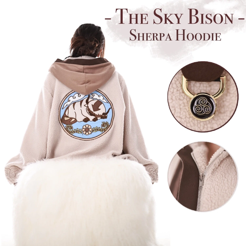 Flying Bison Hoodie Preorder | Subtle Bison Art Sherpa Sweater