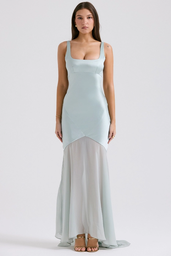 What's New : Clothing : 'Vittoria' Pistachio Floor Length Gown