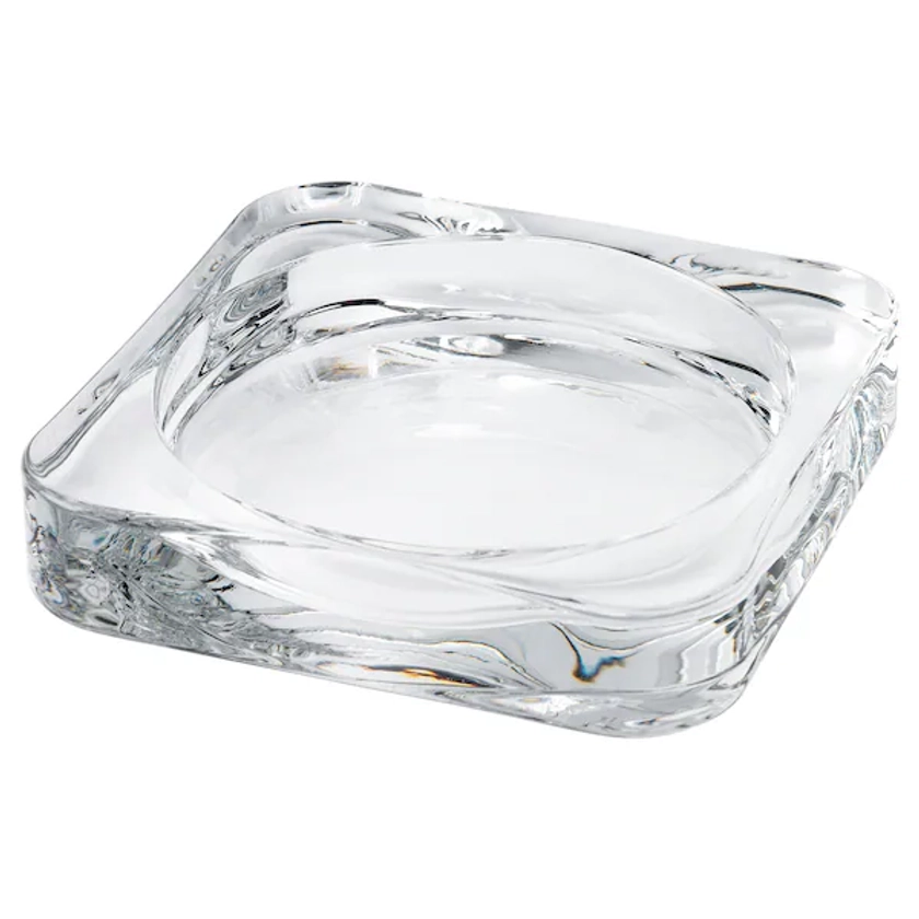 GLASIG Plat pour bougie - verre transparent 10x10 cm