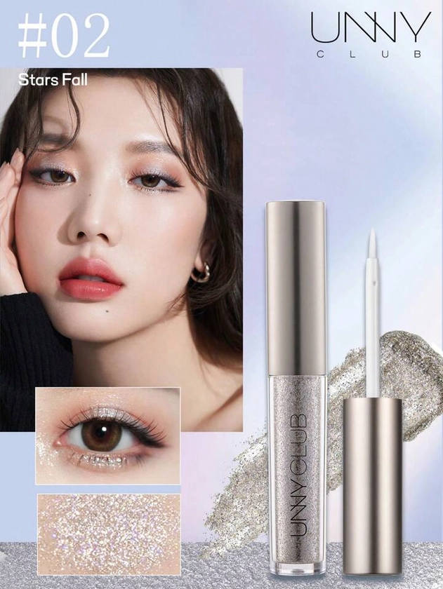 unny club Sombra de ojos líquida con destellos, destellos de diamante, sombra de ojos brillante y duradero con textura ligera y suave