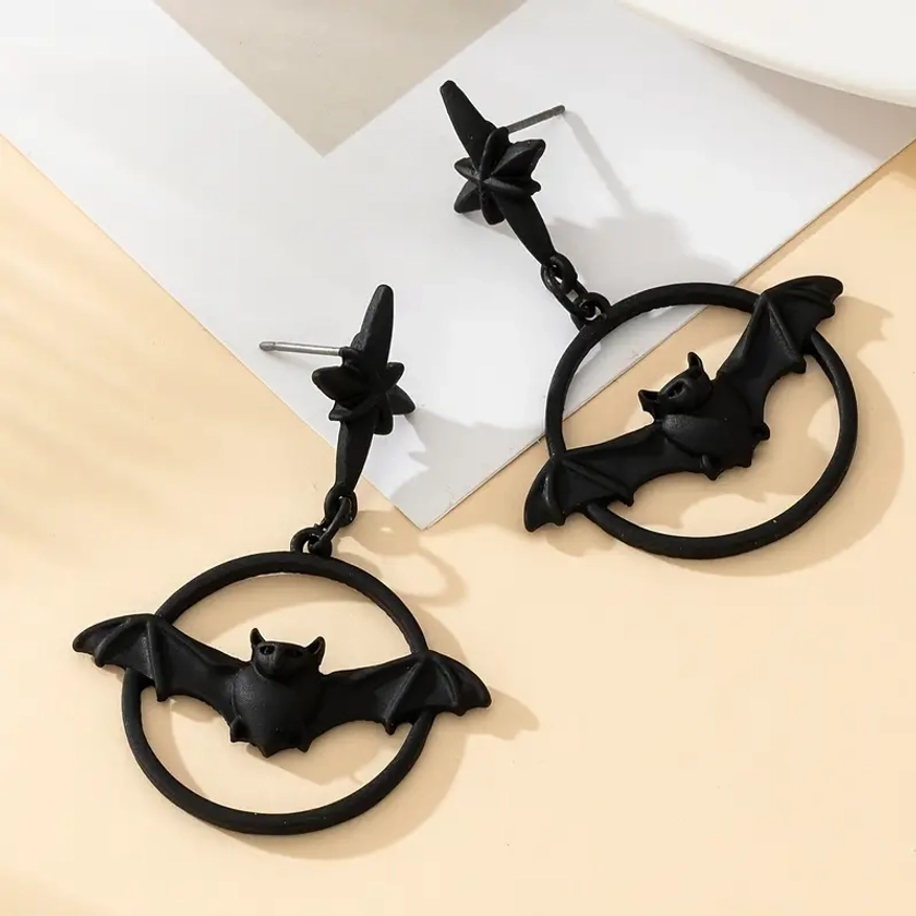 Gothic Bat Dangle Earrings Vintage Style Zinc Alloy Perfect - Temu