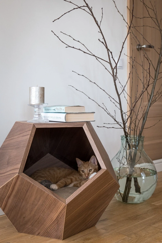 Moderne noyer plaqué mdf lit pour chat Cat cave premium - Etsy France