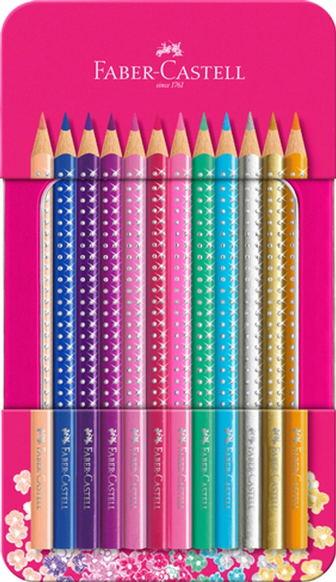 Faber-Castell Sparkle Colour Pencil Tin (Pack of 12) | WHSmith