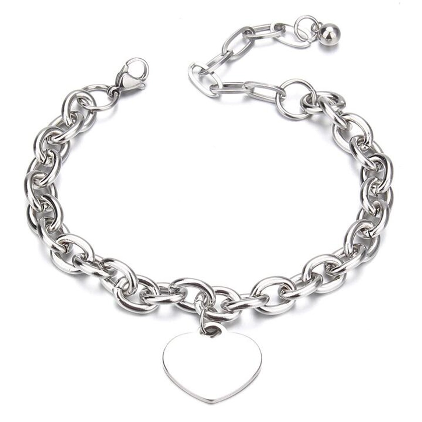 1pc Heart Stainless Steel Chain Bracelet