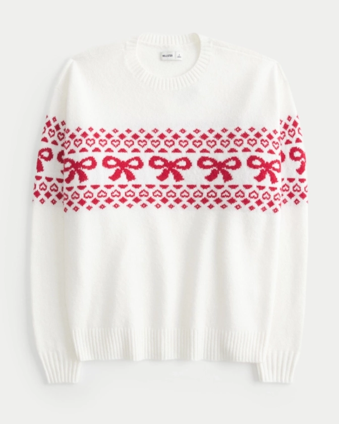 Women's Hollister Comfy Cloud Bow Graphic Crew Sweater | Women's Tops | HollisterCo.com