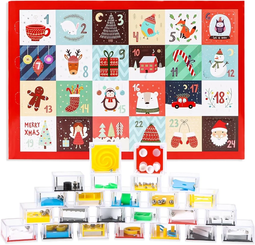 Advent Calendar 2024 Mini Puzzle Box, 24 Days Mini Cube Brain Teaser Puzzle Box Set, Puzzle Games Advent Calendar, Christmas Countdown Calendar Toy Puzzle Games for Kids or Adults