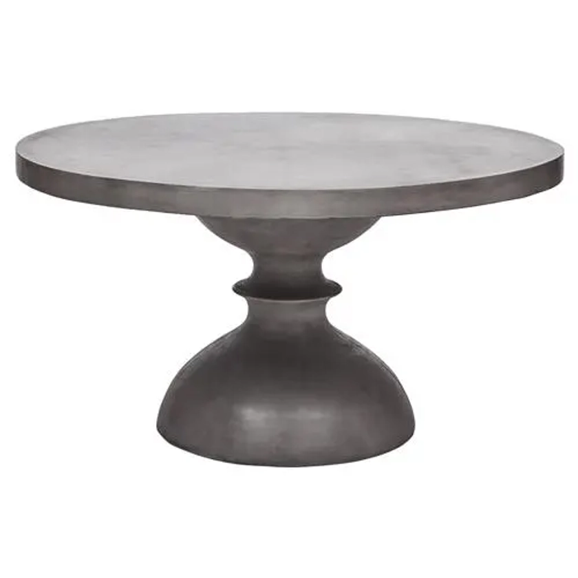 Violet Spindle Grey Concrete Outdoor Pedestal Round Dining Table
