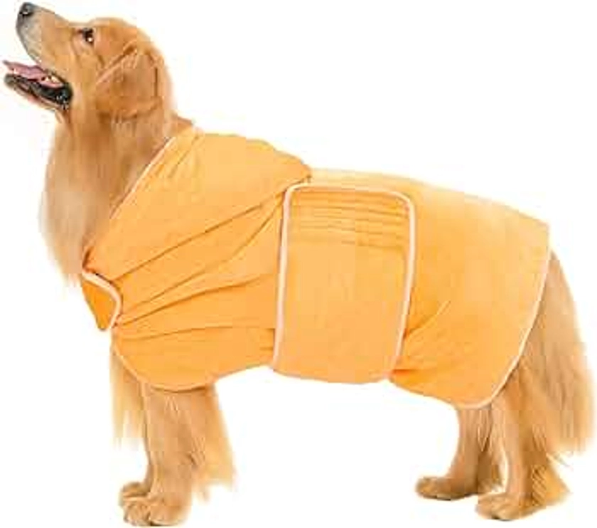 Avont Dog Bathrobe - Super Absorbent Pet Drying Towel Bath Robes After Bath Shower Swim Wet Walk for Puppies -Yellow(S)