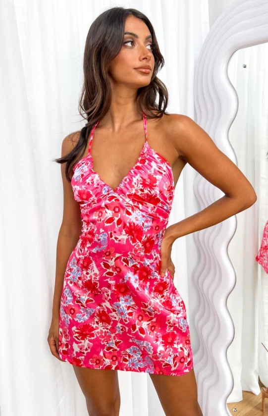 Atlanta Pink Floral Mini Dress