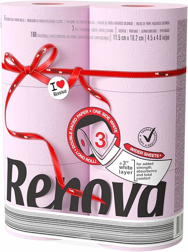 Renova Red Label Maxi Toilet Paper, Rosa