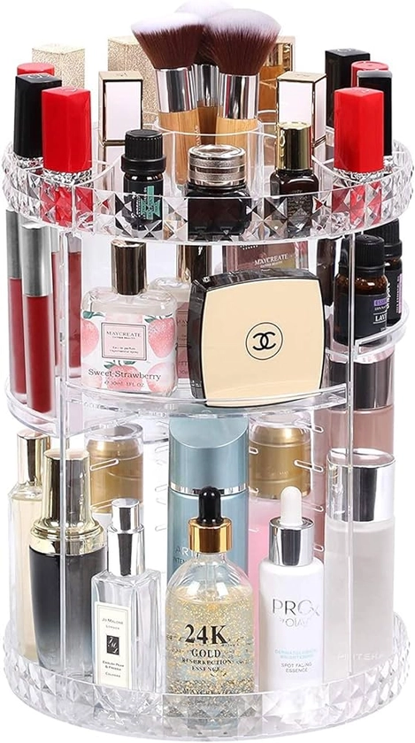 Yagosodee Rotating Makeup Organizer, 360° Spinning Make up Stand, 8 Layer Clear Adjustable DIY Spinning Cosmetic Storage, Skincare Makeup Carousel for Dresser Bathroom : Amazon.co.uk: Beauty