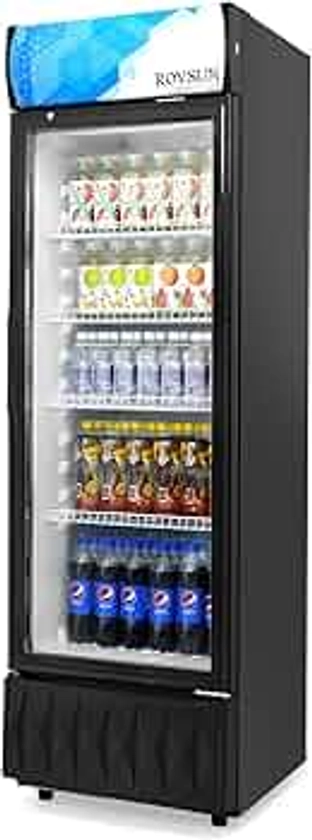 ROVSUN Commercial Display Refrigerator 8.1 Cu.Ft ETL NSF Certified, Beverage Refrigerator Cooler Glass Door Merchandiser Drink Fridge w/Adjustable Shelves LED Light for Bar Restaurant Cafe