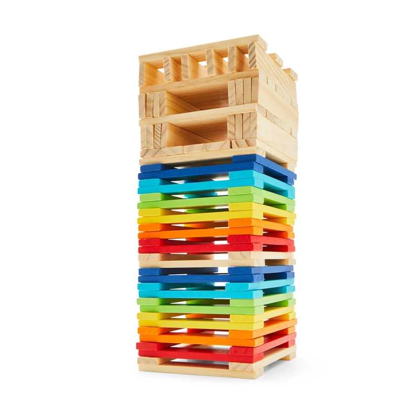 100 Piece Wooden Stack Blocks Playset