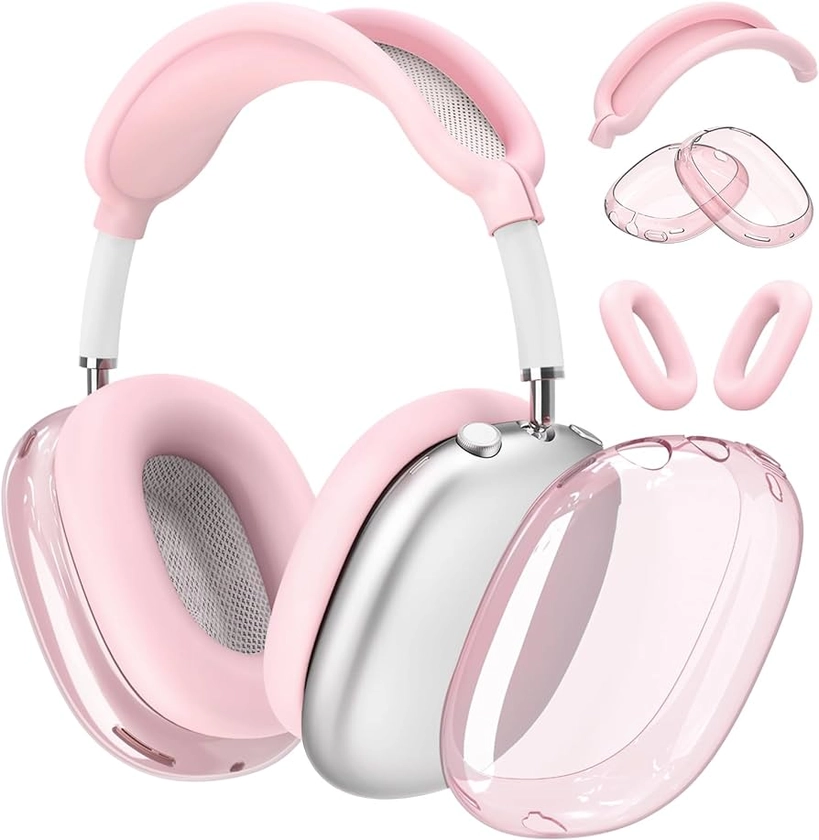 【3 in 1】 Case Cover for AirPods Max Headphones, Anti-Scratch Sweat-Proof Ear Pad Covers/Ear Cups Cover/Headband Cover Protectorfor Apple AirPods Max - Pink