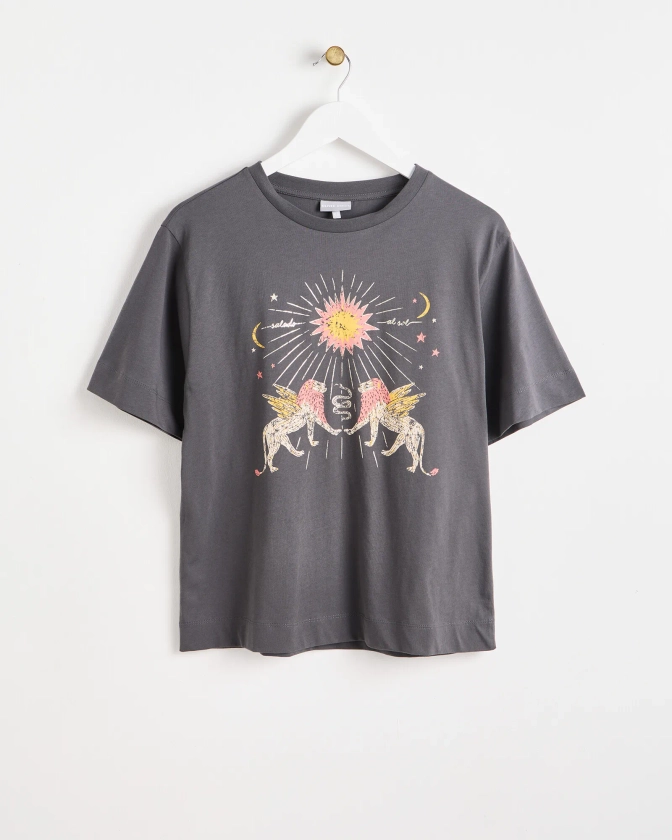 Lion Grey Graphic T-Shirt