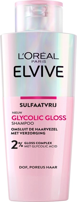 L'Oréal Paris Elvive Glycolic Gloss Shampoo - voor dof, poreus haar - met glycolic acid voor glanzend haar - 200 ml