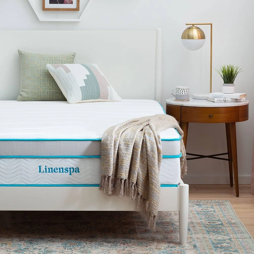 Linenspa 12 Inch Memory Foam and Spring Hybrid Mattress - Medium Plush Feel - Bed in a Box - Pressure Relief and Adaptive Support - Breathable - Cooling - Primary Bedroom - Full Size