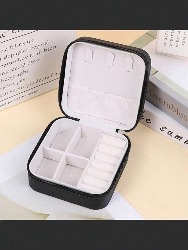 1pc Portable Jewelry Organizer Storage Case, Minimalist Multi-grid Jewelry Storage Box For Travel