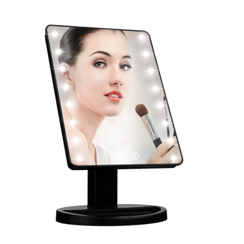 Led Makeup Vanity Mirror With 16 Lights Smart Touch Screen 180 Degrees Adjustable Rotation Black on OnBuy