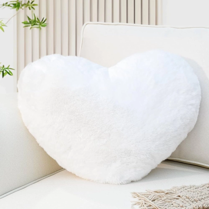 Yhoelata Coussin Coeur, Coussin en Forme de Coeur Blanc, Oreiller Coeur Coussin Décoratif en Peluche, Coussin Canape Convient pour Les Salon lit Chambre d'enfant, 26 x 36 cm : Amazon.fr: Cuisine et Maison