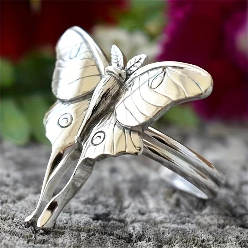 1pc Stylish Retro Butterfly Ring, Suitable For Daily Wear