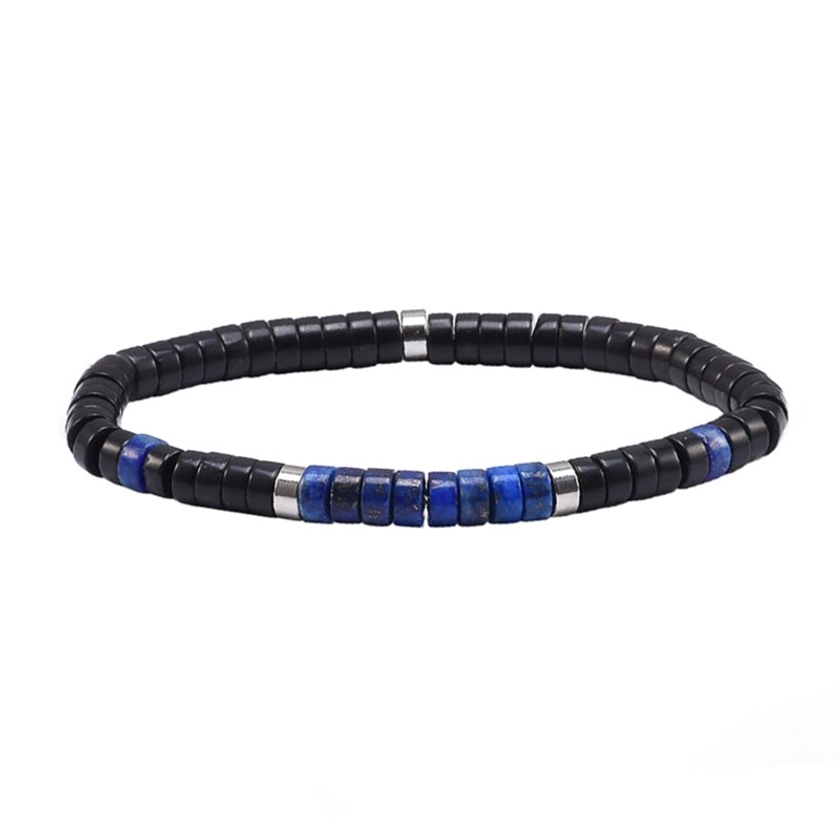 Bracelet Perles Heishi Lapis Lazuli Et Agate Noire SIXTYSTONES | MATY