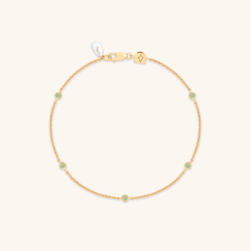 Aqua & Pearl Gold Charm Bracelet | Astrid & Miyu Necklaces