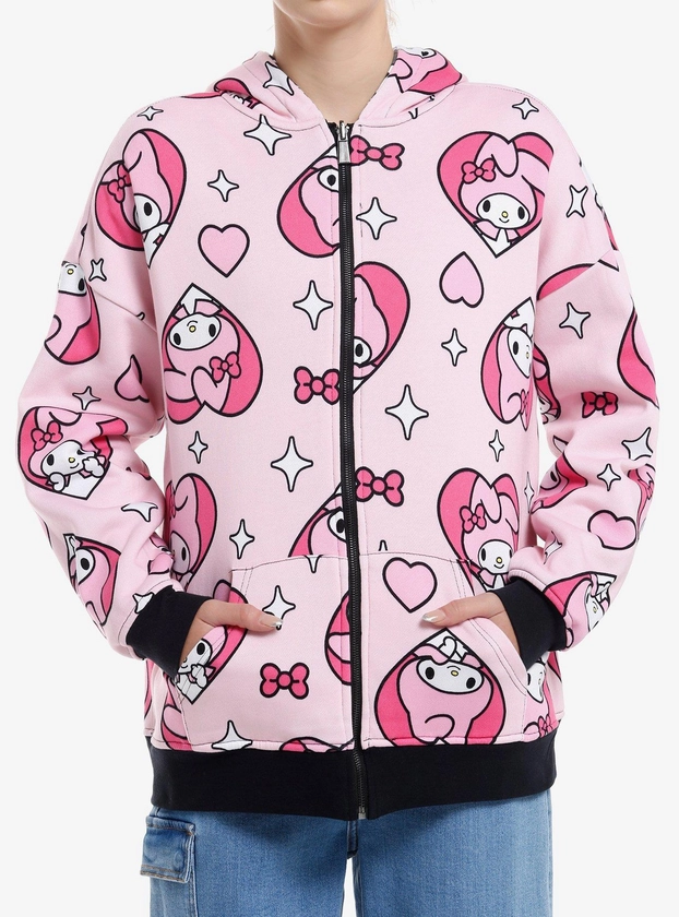 Kuromi & My Melody Hearts Girls Reversible Hoodie