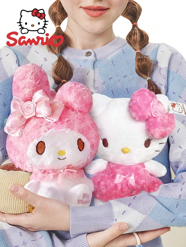 1PC Genuine Sanrio Plush Toys Hello Kitty Cartoon Character Anime Figure Kitty Cat My Melody Doll Kawaii Decorate Stuffed Doll Collection (Some Parts May Be Random)