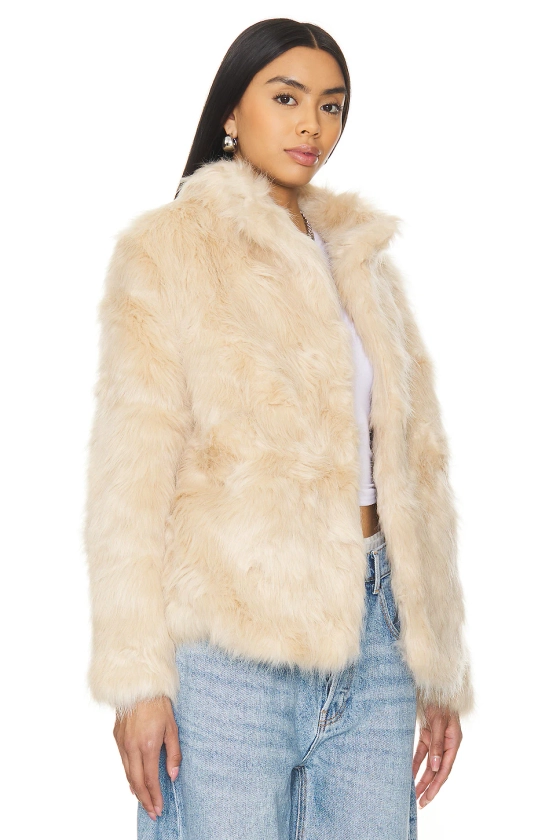 LIONESS Bada Bing Faux Fur Coat in Beige | REVOLVE