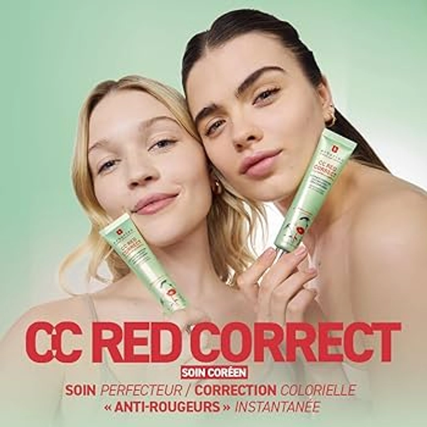 Erborian - Crème Teintée Anti-Rougeur CC Red Correct - Soin du Visage Perfecteur Automatique de Teint avec Correction Colorielle - Teint Unifié - SPF 25 - Cosmétique Coréen - 45ml