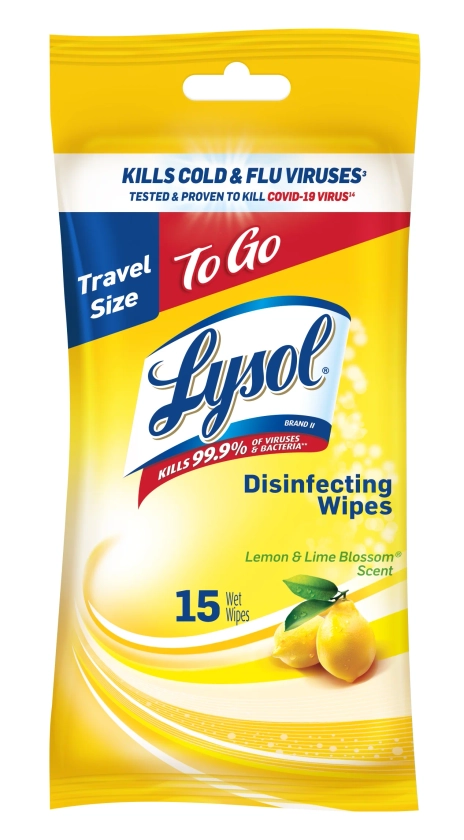 Lysol Disinfecting Wipes, Lemon & Lime Blossom To-Go Flatpack 15 ct.