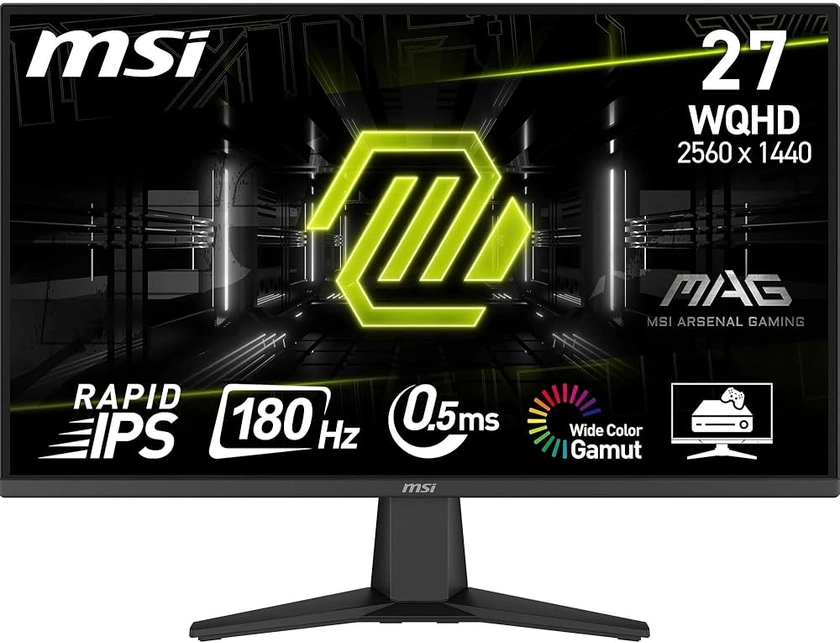 MSI MAG 275QF écran Gaming WQHD 27"- Dalle Rapid IPS 2560 x 1440, 180 Hz / 0,5 ms (GtG, Min.), 101% sRGB, Design sans Cadre, HDR Ready - DisplayPort 1.4, HDMI™ 2.0b