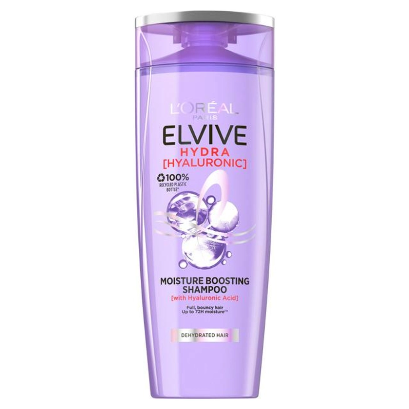 L'Oreal Elvive Hydra Hyaluronic Acid Shampoo Moisturising for Dehydrated Hair 400ml | Sainsbury's