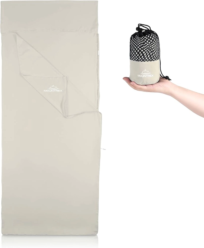 MOUNTREX® Sac de couchage de refuge - Coutil avec fermeture éclair intégrale (220 x 90 cm) - Pour extérieur et intérieur - Petit format une fois plié et particulièrement doux