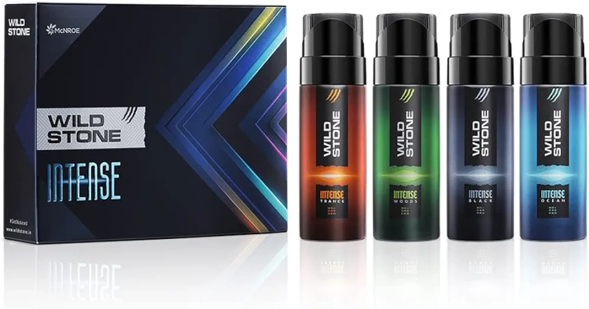 Buy Wild Stone Intense No Gas Deodorant Travel Pack Gift Set for Men with Black, Ocean, Trance and Woods Mini Deodorants for Men, Pack of 4 (40ml each)|Gift for Men| Online at Low Prices in India - Amazon.in