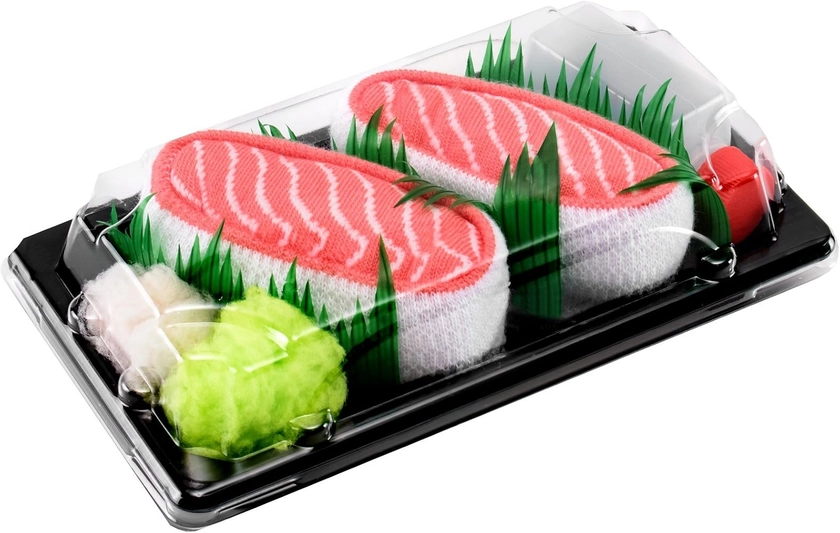 Rainbow Socks - Woman Man Sushi Socks Box Salmon - 1 Pair - Size 4-7 : Amazon.co.uk: Fashion