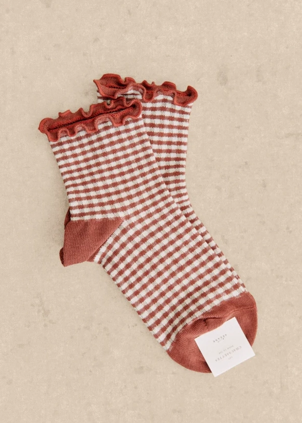 Vichy socks - Burgundy - Organic Cotton - Sézane