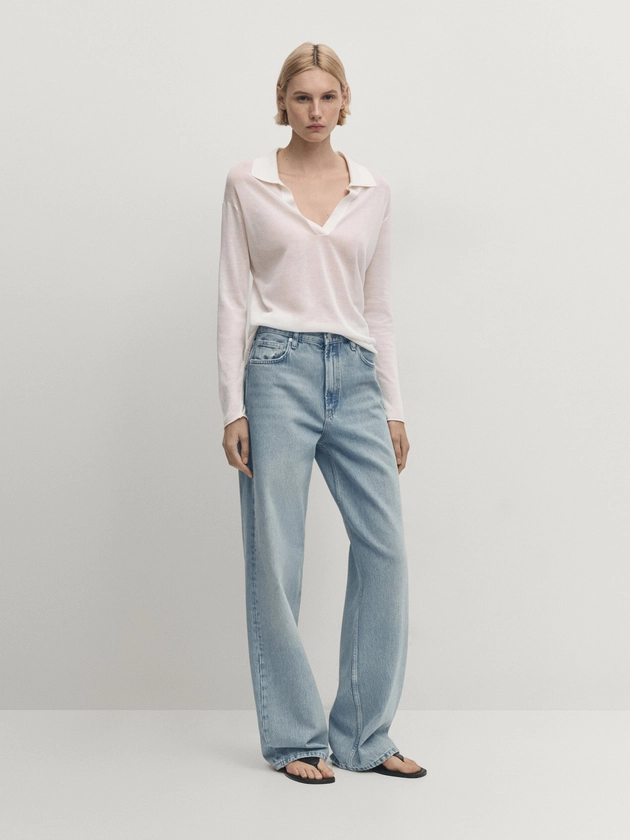 Wide leg jeans met hoge taille - Massimo Dutti Netherlands